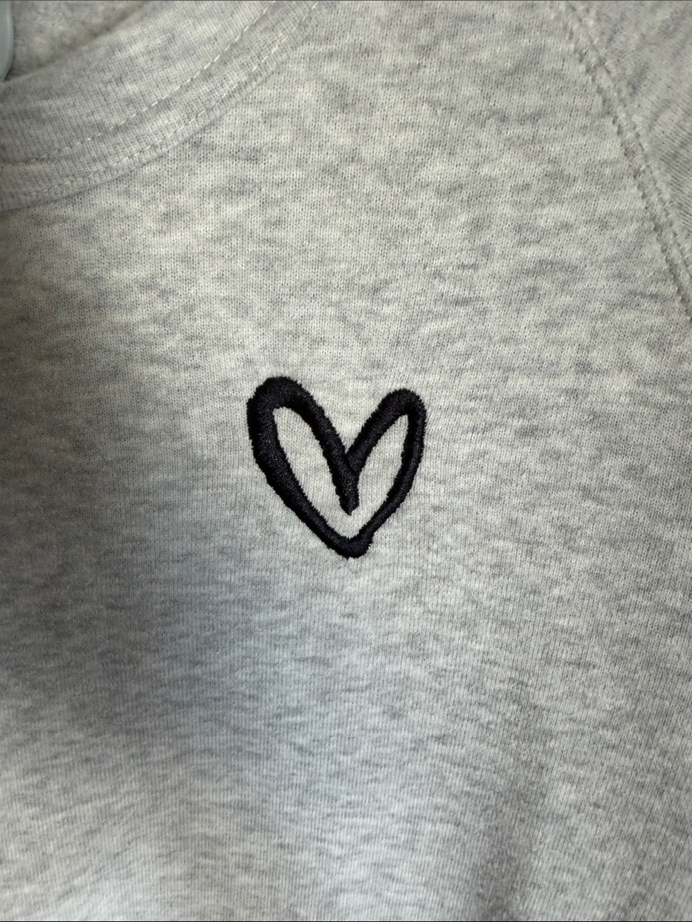 Light Gray Women’s Crewneck Sweater with Heart Embroidery - Picture 4 of 5
